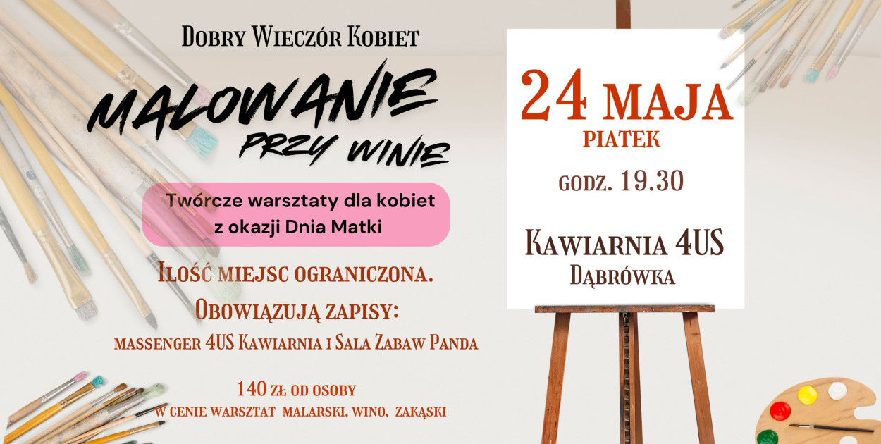 Malowanie przy winie w Dąbrówce - na Dzień Matki