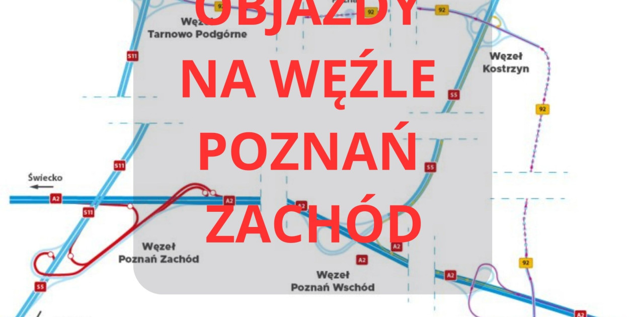 Remont nawierzchni na węźle Poznań Zachód